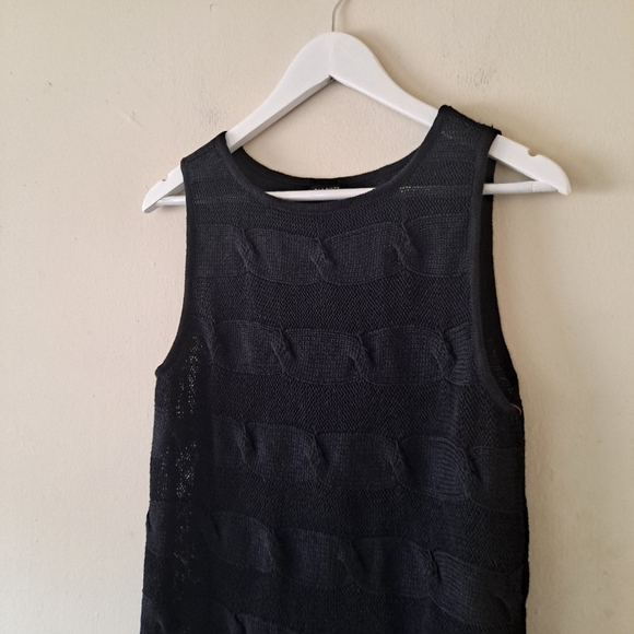 Talbots Linen Cable Knit Boat Neck Sleeveless Top - Picture 2 of 10